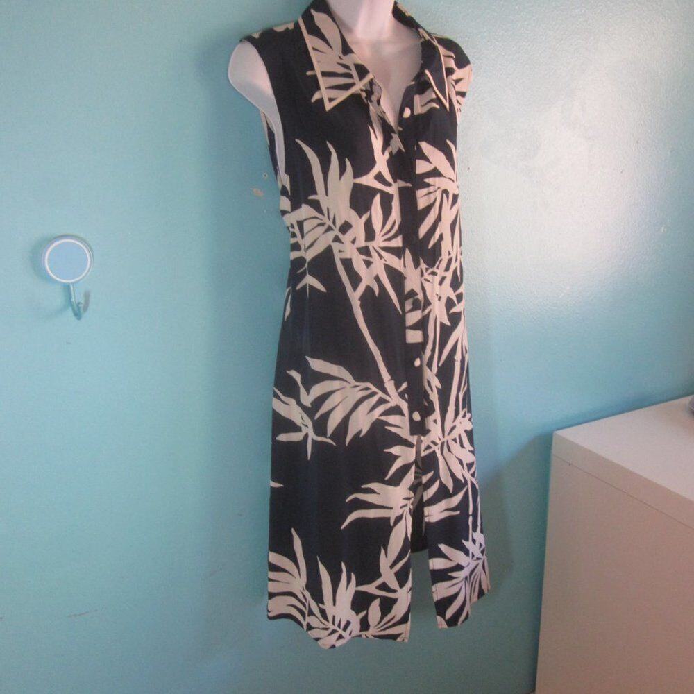 Sully Bonnelly Woman Silk Sleeveless Summer Tunic Dress Size 22W Blue Tropical